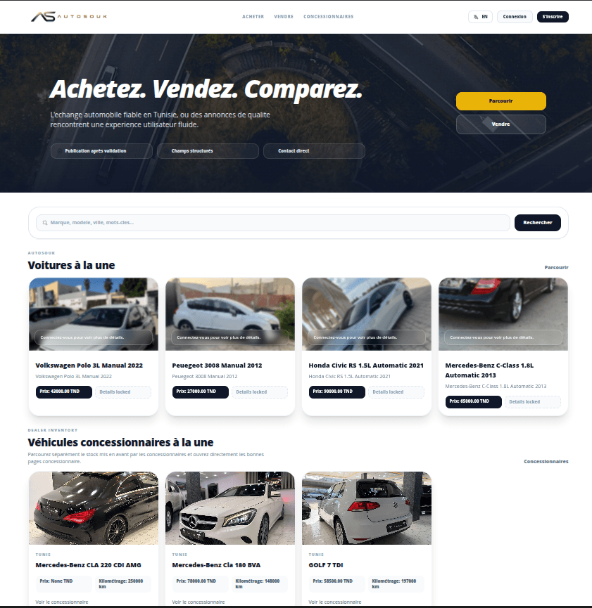 AutoSouk.tn - automotive exchange home page